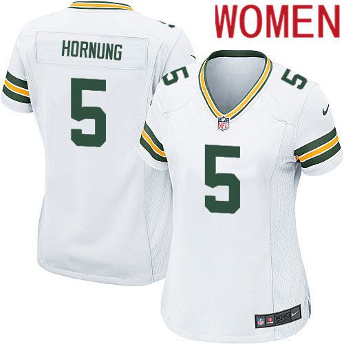 Women Green Bay Packers #5 Paul Hornung White Nike Game NFL Jersey